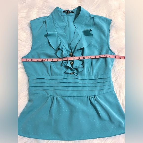 Gianni Binni Sleeveless Ruffled Pleated Business Professional Blouse Size M - Picture 8 of 11
